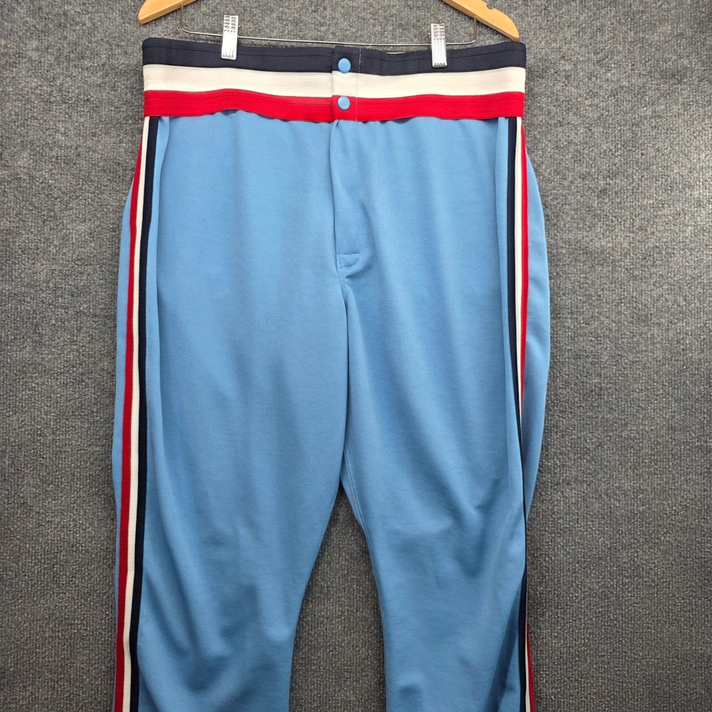 Majestic Mens Blue Striped Waistband Baseball Pants Light Blue Athletic